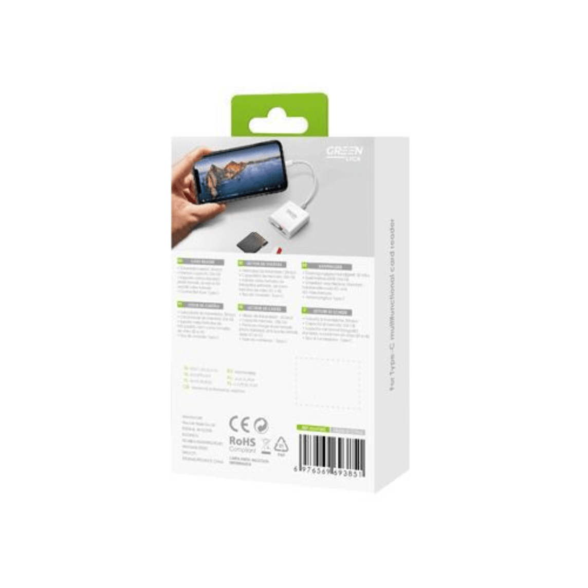 Adaptador GreenLyca Leitor Cartao Multifuncional Lightning USB 3.0/Micro SD - GL69384