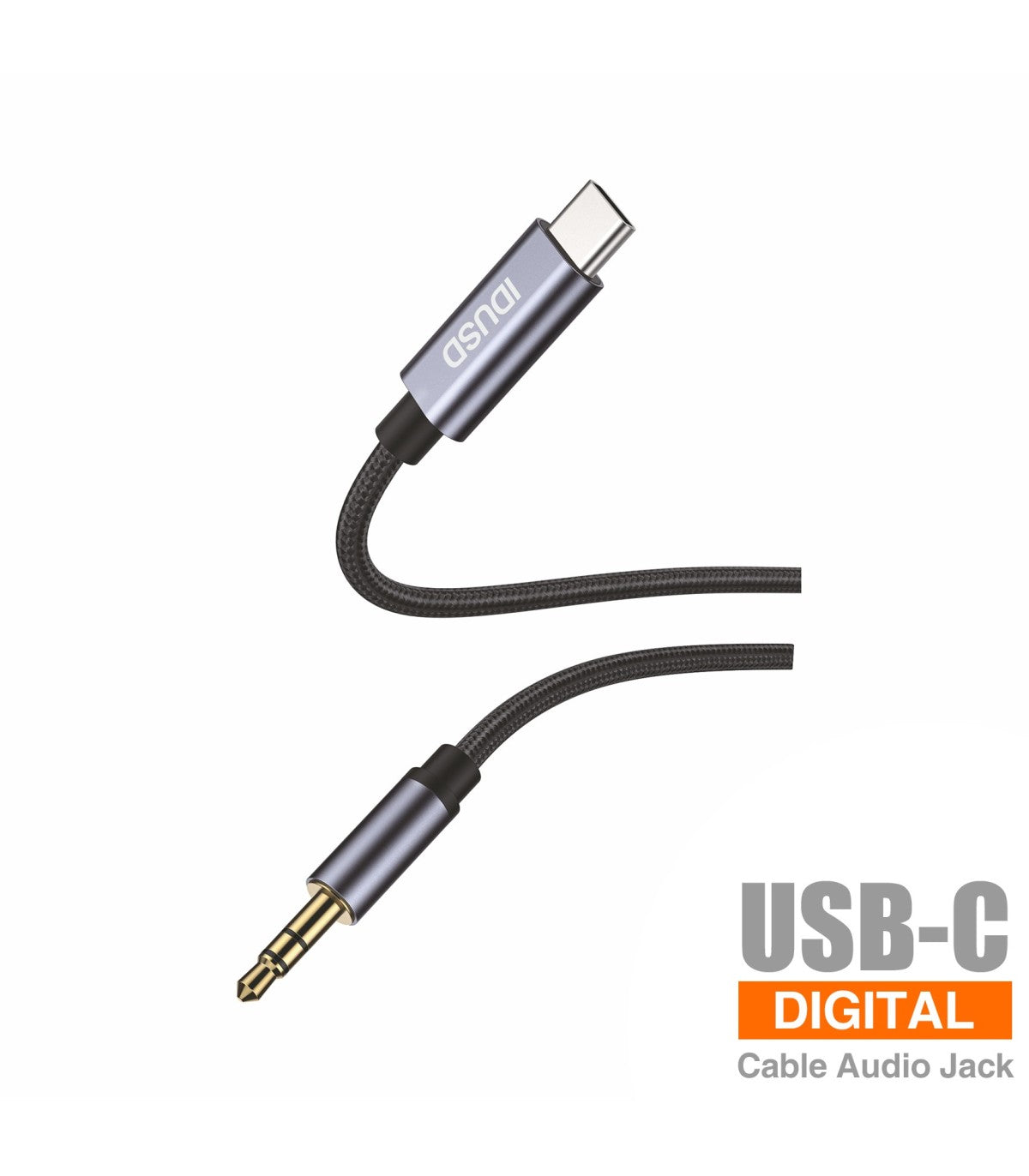 Cabo Aux Idusd Type C para Jack 3.5mm Macho/Macho 1M Preto - C211A