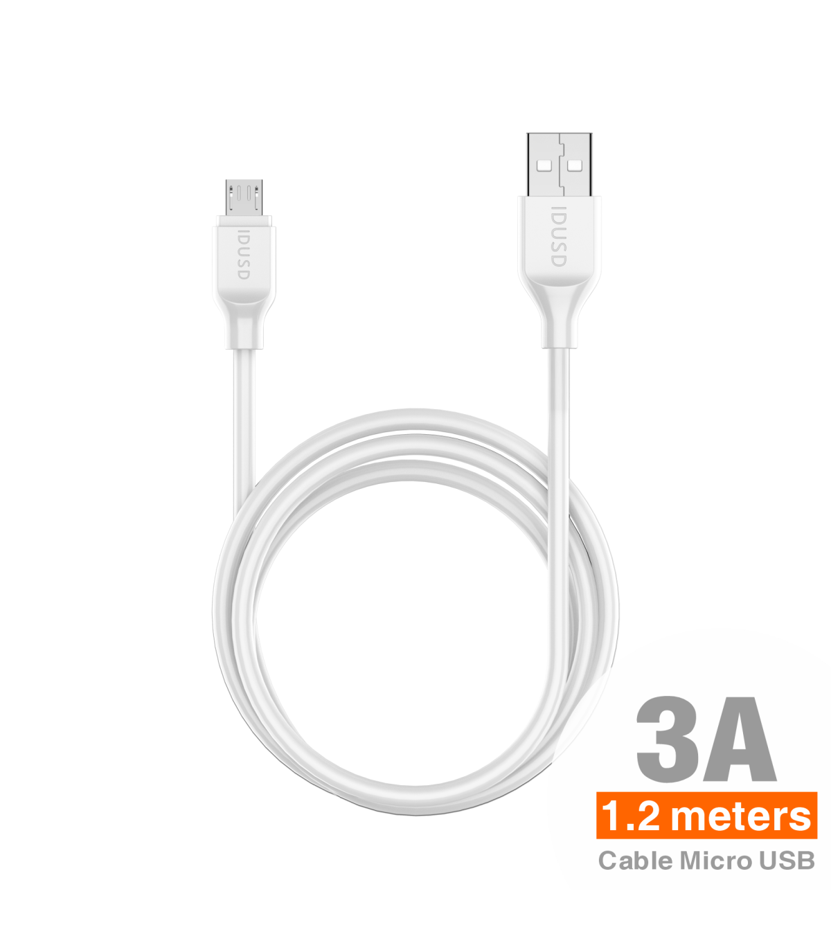 Cabo Idusd Micro Usb 1,2M 3A Branco - C21B
