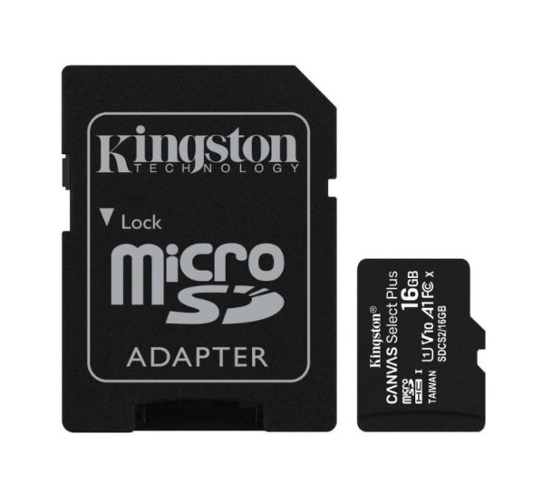 Cartão Memória Kingston Canvas Select Plus C10 A1 UHS-I microSDXC 16GB + Adapta