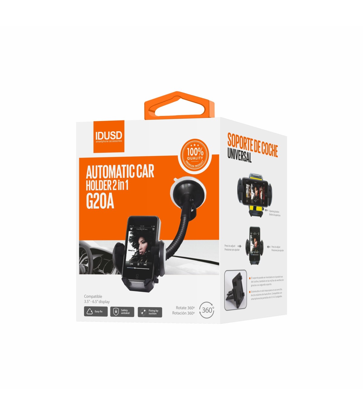 Suporte Idusd Ventosa & Arcondiconado 2 in 1 G20A - Preto