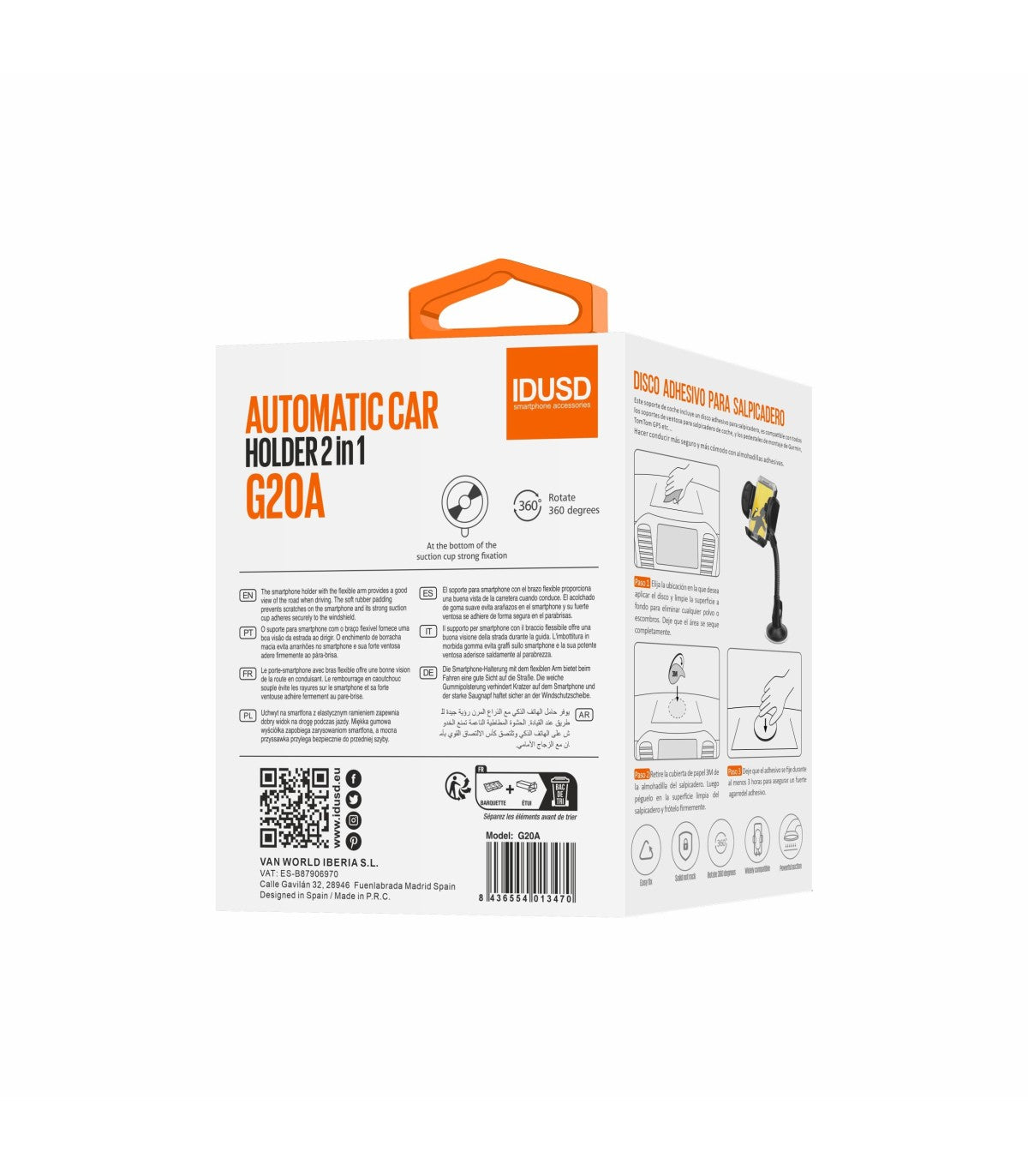 Suporte Idusd Ventosa & Arcondiconado 2 in 1 G20A - Preto