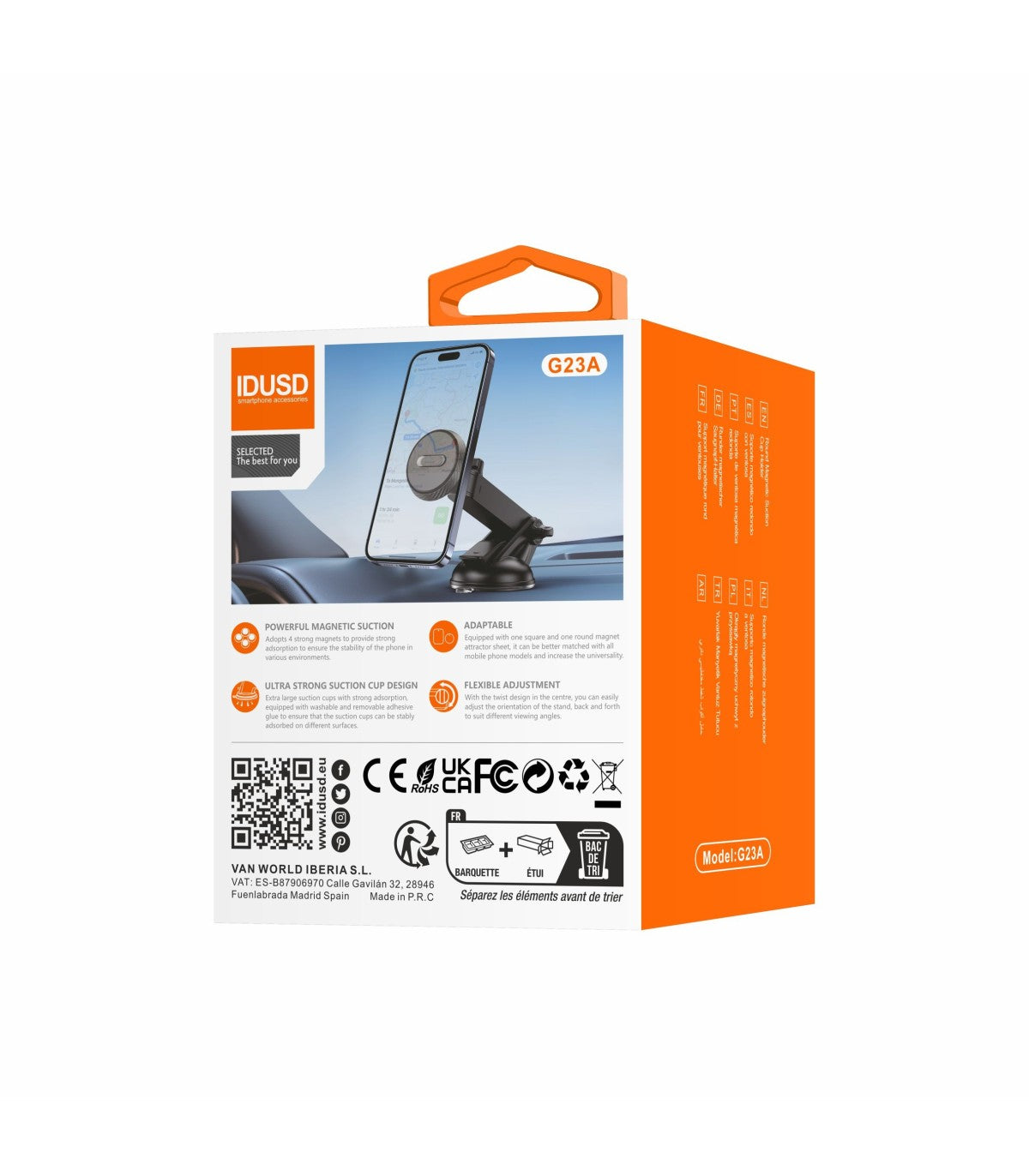 Suporte Idusd Ventosa Magnetico G23A - Preto