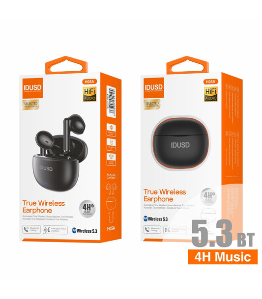 Auricular BT Idusd Wireless Earphone TWS 4H Music Preto - H05A