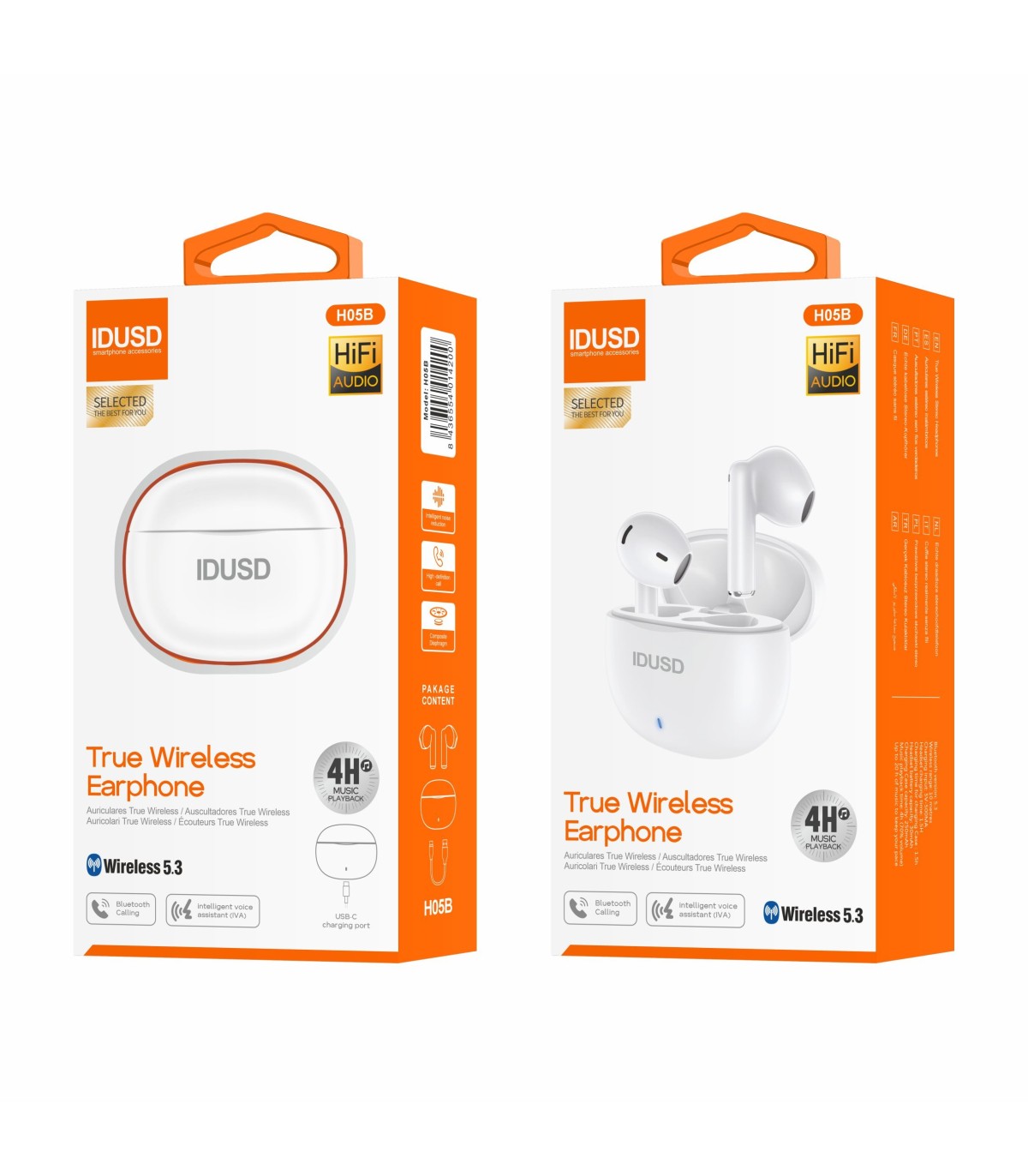 Auricular BT Idusd Wireless Earphone TWS 4H Music Preto - H05B