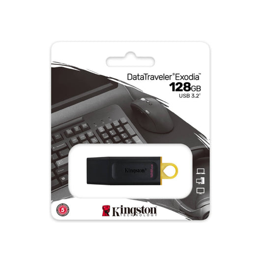 Pen Drive Kingston DataTraveler Exodia 128GB USB 3.2 Preta - DTX/128GB