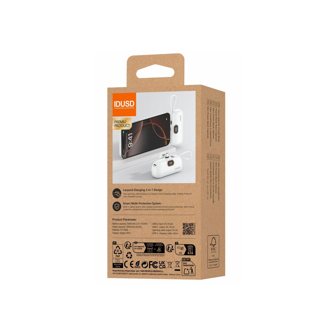 PowerBank Idusd ECO Power Nano 5.000mAh Branco - P07B