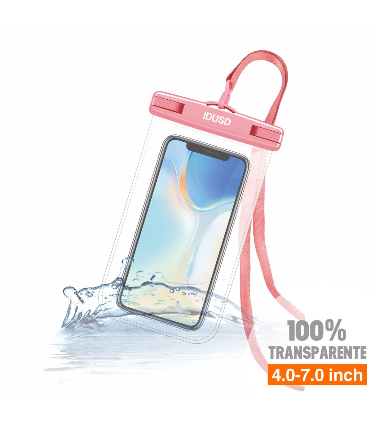 Bolsa Impermeável Idusd Waterproof Bag Transparente Universal 4.0-7.0 inch Rosa - S11F