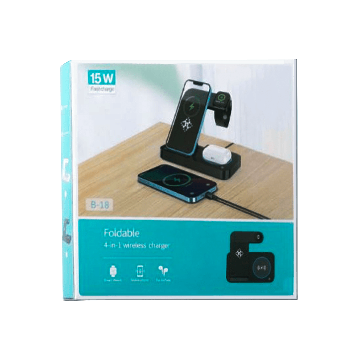 Suporte Foldable 4 in 1 Wireless Charger Branco - B-18