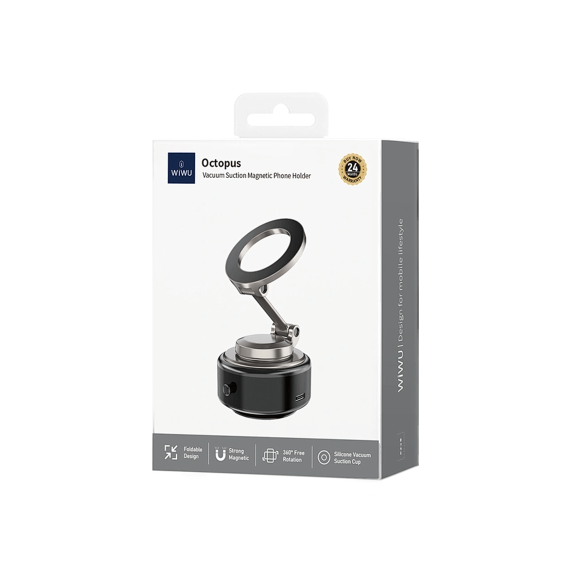 Suporte WiWu Octopus Vacuum Suction Magnetic Phone Holder Preto - Wi-CH056