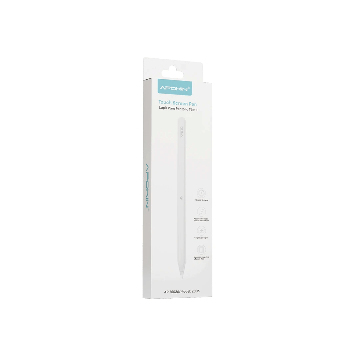 Touch Pen Apokin Touch Screen Pen Z006 Carregamento Magnético Branco - AP-75026