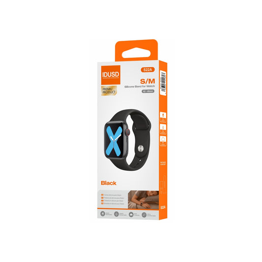 Bracelete Idusd Silicone Para iWatch 42/44/45/46/49MM S/M Preto - S22A