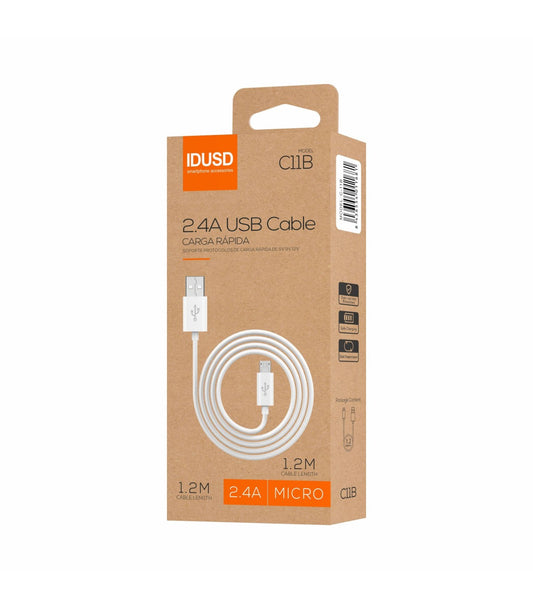 Cabo Idusd Eco C11B Micro Usb 1,2M 2.4A Branco