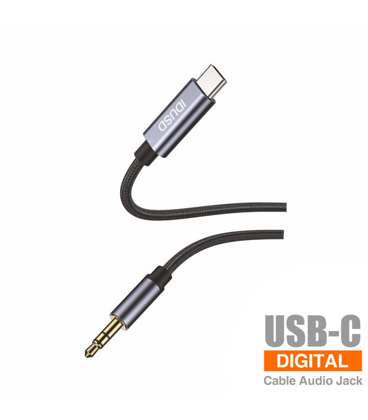 Cabo Aux Idusd Type C para Jack 3.5mm Macho/Macho 1M Preto - C211A