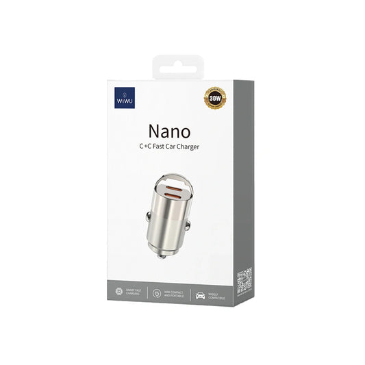 Carregador WiWu Nano Fast Car Charger Dual Usb-C 30W Titanium - Wi-QC029