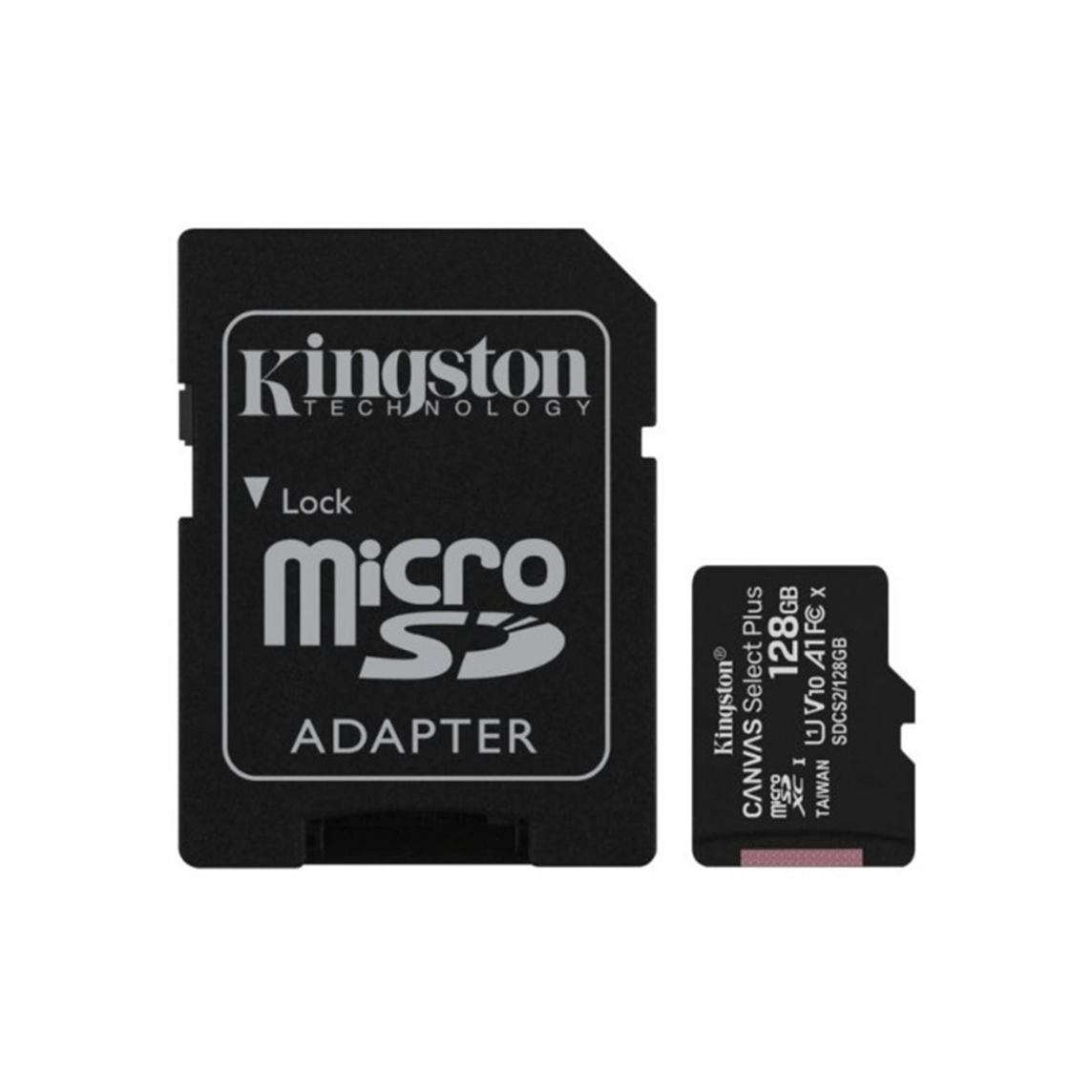Cartão de Memória microSDXC Kingston Canvas Select Plus 128GB (100MB/s) UHS-I, U1, V10, A1 + Adaptador SD - SDCS2/128GB
