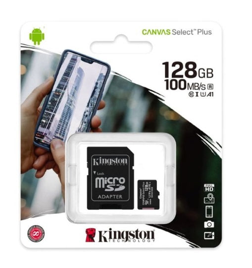 Cartão Memória Kingston Canvas Select Plus C10 A1 UHS-I microSDXC 128GB