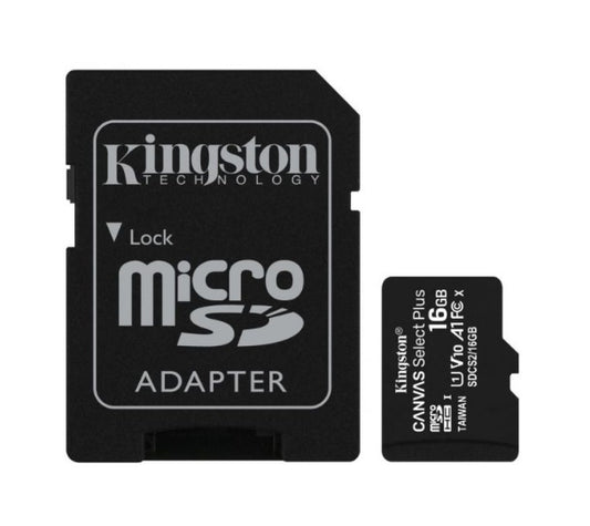 Cartão Memória Kingston Canvas Select Plus C10 A1 UHS-I microSDXC 16GB + Adapta