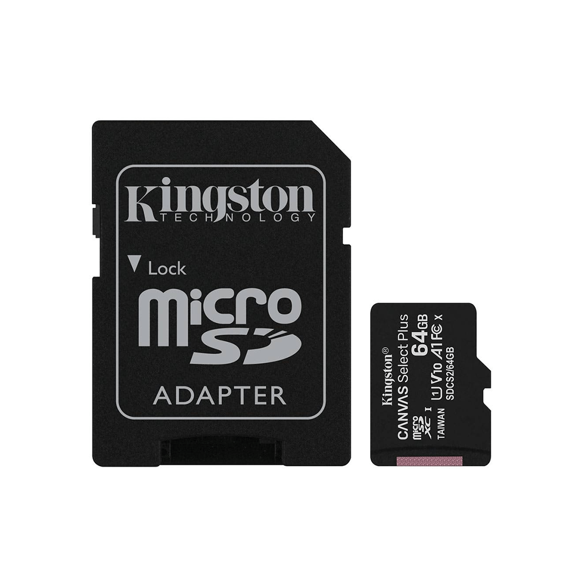 Cartão de Memória microSDXC Kingston Canvas Select Plus 64GB (100MB/s) UHS-I, U1, V10, A1 + Adaptador SD - SDCS2/64GB