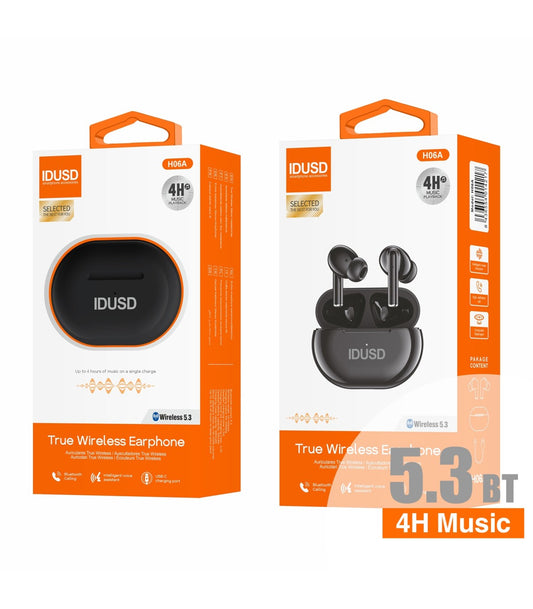 Auricular BT Idusd Wireless Earphone TWS 4H Music Preto - H06A