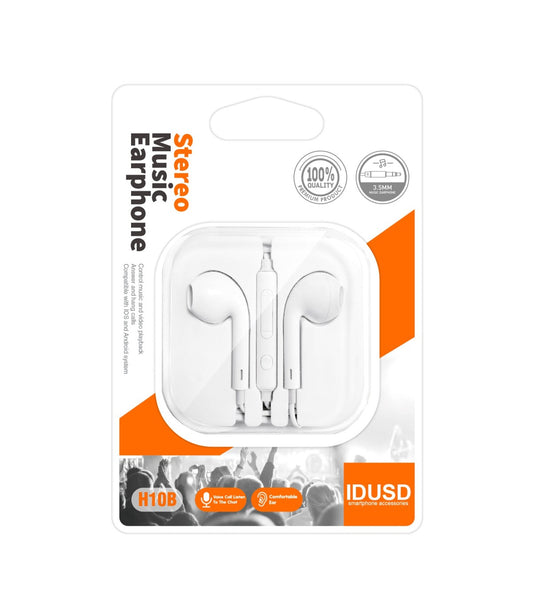Auriculares Idusd Earphone Estereo jack 3.5mm Branco - H10B