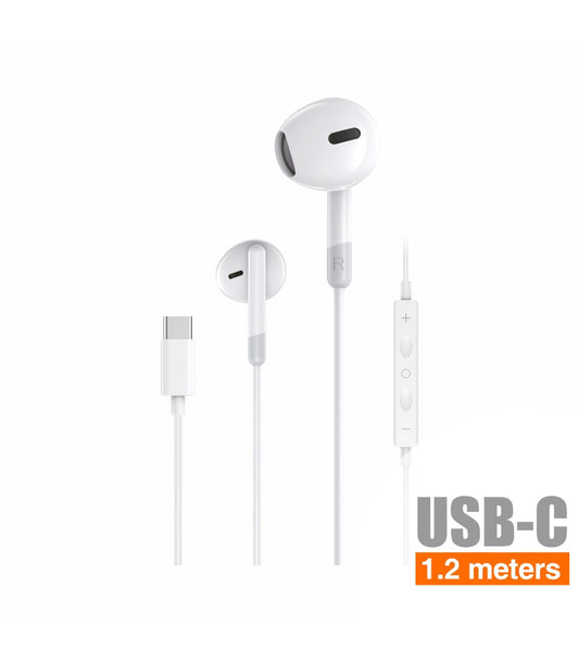 Auriculares Idusd Earphone Estereo Type C Digital Branco - H25B