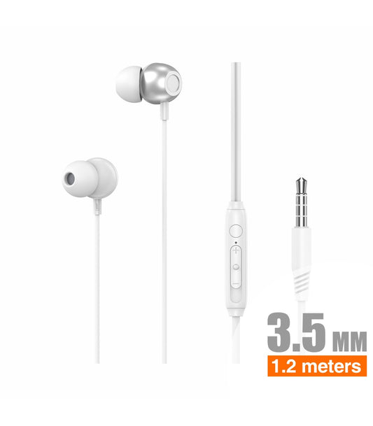 Auriculares Idusd Earphone Estereo Metal Jack 3.5mm Prateado - H26B