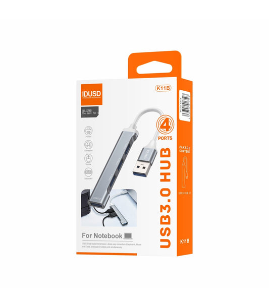 Hub Idusd Mini HUB USB 3.0 4 em 1 Prata - K11B