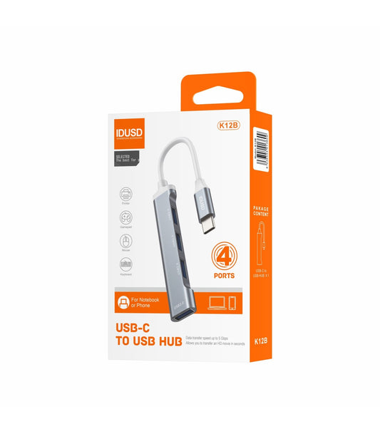 Hub Idusd Mini HUB USB-C 3.0 4 em 1 Prata - K12B