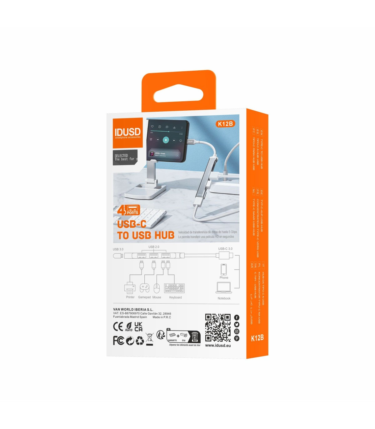 Hub Idusd Mini HUB USB-C 3.0 4 em 1 Prata - K12B