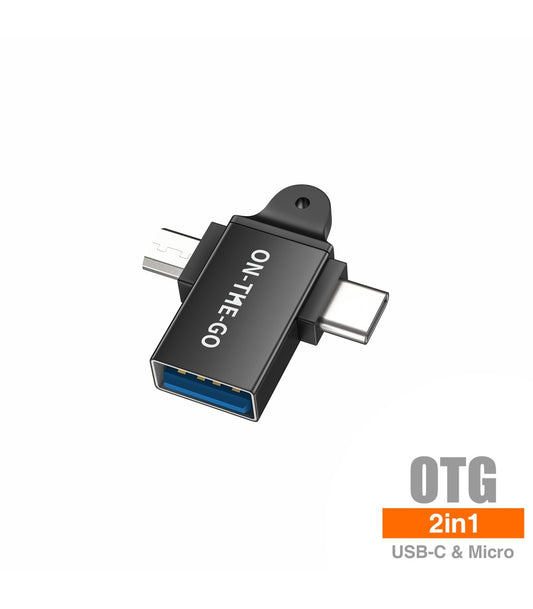 Adaptador Idusd OTG USB-C e Micro para USB 3.0 Preto - K26A