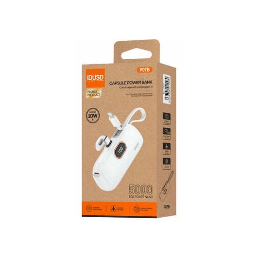 PowerBank Idusd ECO Power Nano 5.000mAh Branco - P07B