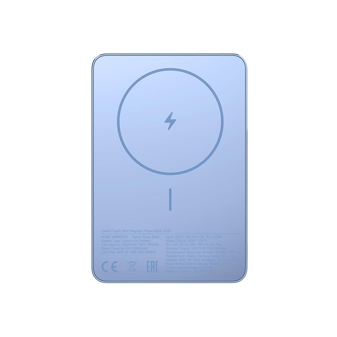 Powerbank Xiaomi Super Slim Magnético 5000mAh 20W Azul - BHR08POGL