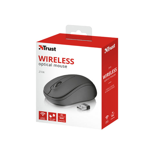 Rato Trust Ziva Wireless Optical Mouse 1200DPI Preto