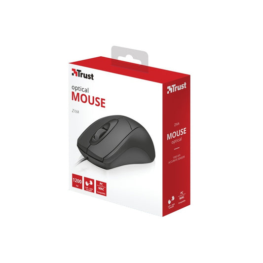 Rato Trust Ziva Optical Mouse 1200DPI Preto - 21947