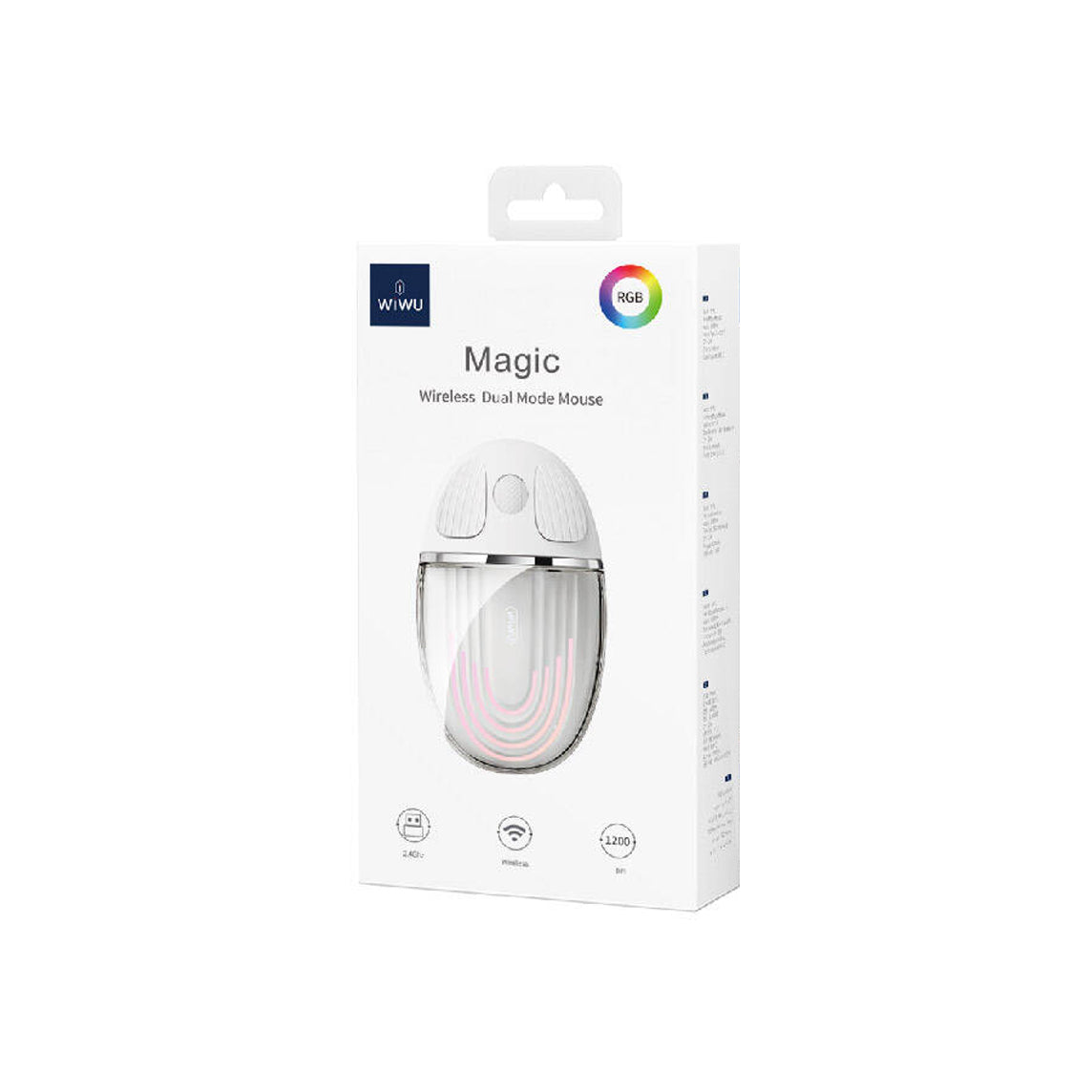 Rato WiWu Magic Dual Mode Wireless/Bluetooth RGB 1200DPI Branco - WM109