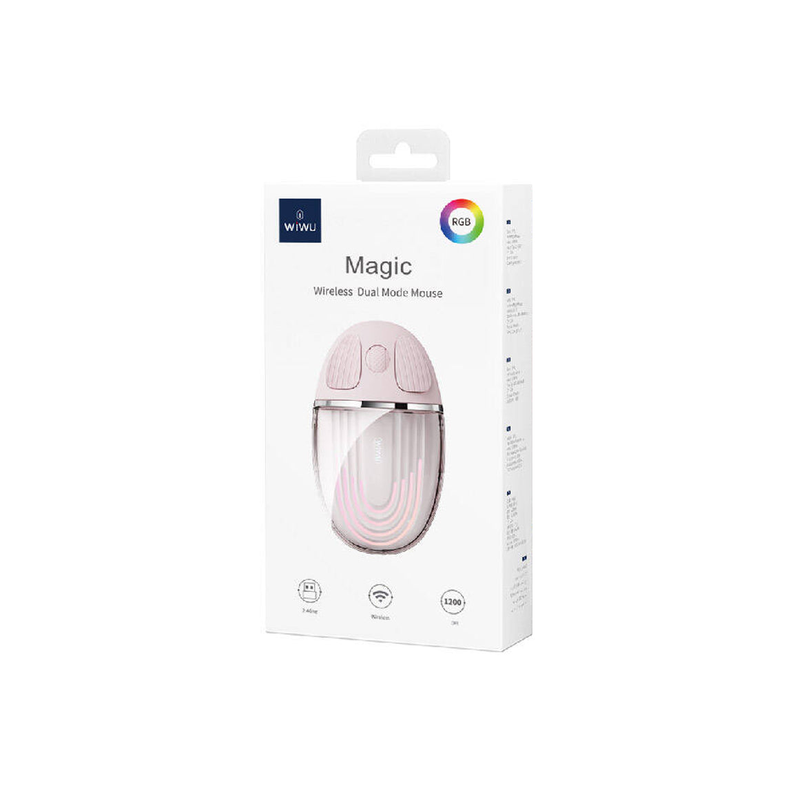 Rato WiWu Magic Dual Mode Wireless/Bluetooth RGB 1200DPI Rosa - WM109
