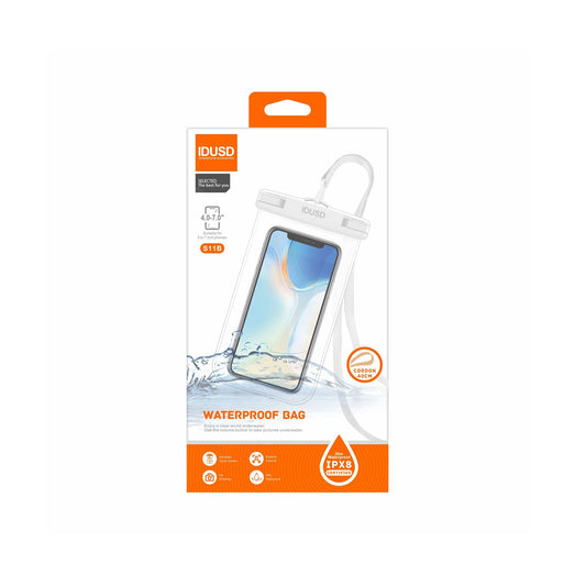 Bolsa Impermeável Idusd Waterproof Bag Transparente Universal 4.0-7.0 inch Branco - S11B