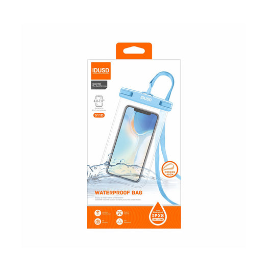 Bolsa Impermeável Idusd Waterproof Bag Transparente Universal 4.0-7.0 inch Azul - S11D