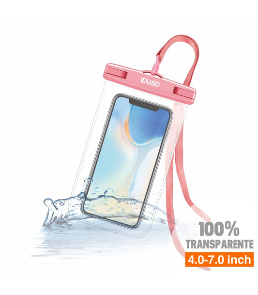 Bolsa Impermeável Idusd Waterproof Bag Transparente Universal 4.0-7.0 inch Rosa - S11F
