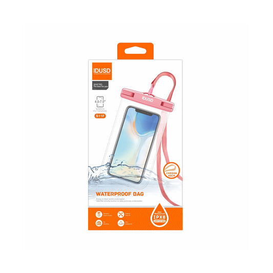 Bolsa Impermeável Idusd Waterproof Bag Transparente Universal 4.0-7.0 inch Rosa - S11F